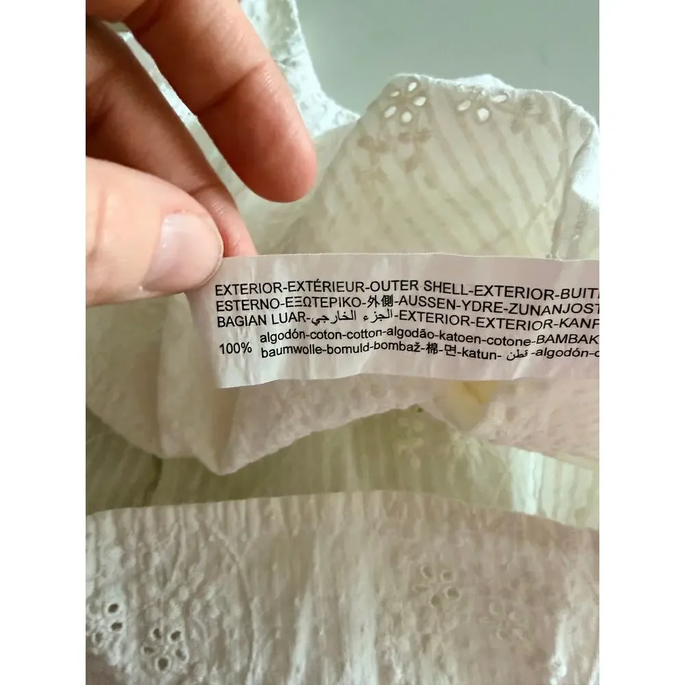 Zara White Embroidered Eyelet Dress with Cap Sleeves - Girls Size 2T/3T